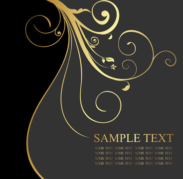 Black And Gold Floral Background