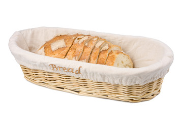 Slices of fresh village bread in the basket