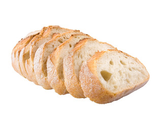 Fresh village bread cut on slices
