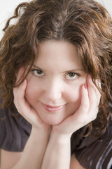 closeup portrait of young smiling woman