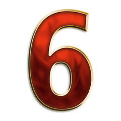 Number 6 in fiery orange & gold