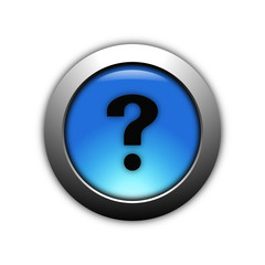 aqua blue help button with metalic ring