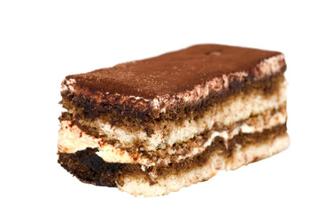 Isolated tiramisu closeup