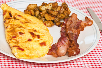 Omelette breakfast close up