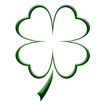 green four-leaf clover on white clip art preview