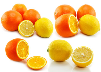 Set of citrus fruits (lemon and orange) isolated