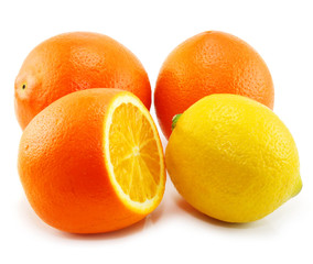 Citrus fruits (lemon and orange) isolated