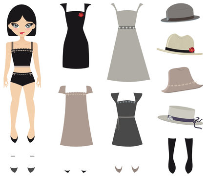 Brunette Paper doll