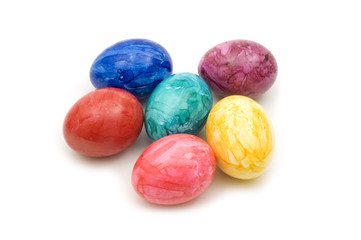 Easter eggs on white background
