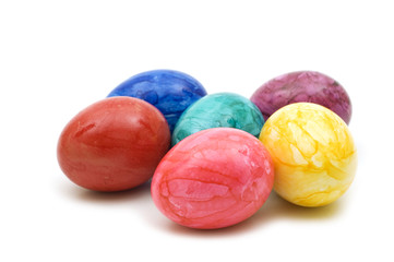 Easter eggs on white background