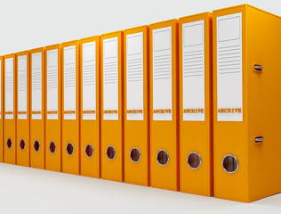 orange ring binders on white background