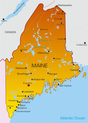 Vector color map of Maine state. Usa - obrazy, fototapety, plakaty