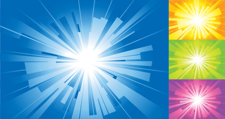 Blue sun background vector.