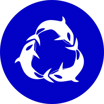 Vector killer whale icon. Blue and white. Simply change.