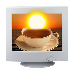 Teetasse im Sonnenuntergang