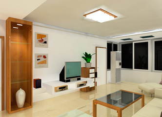 A sitting room with white style