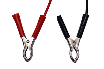 Jumper cable claim isolated on white