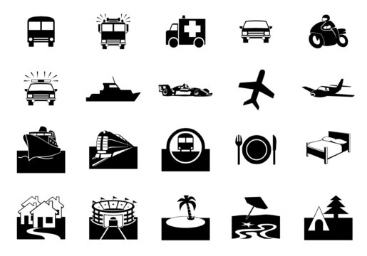 Ic&ocirc;nes Transport & Voyages (vecteur)