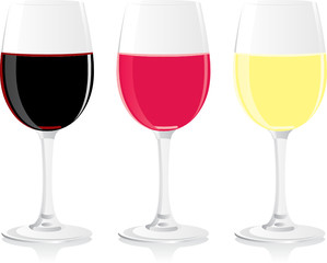 isolated wine glasses