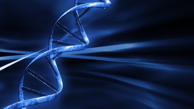 Blue FX Background with rotating DNA string,seamless loop