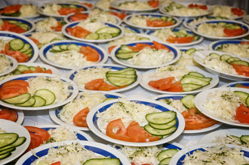 Heap of fresh salad with tomato,cucumber,cabbage