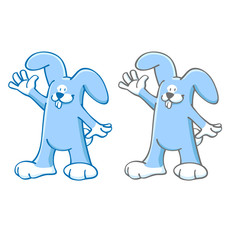 Blauer Osterhase in zwei Versionen