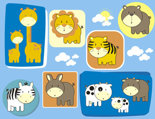 cute animals set