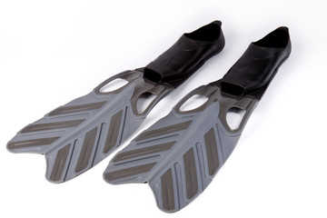 A pair of diving flippers isolated on white