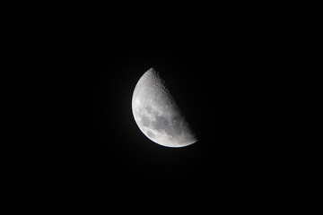 Partial Moon Closeup showing details of the lunar surface.