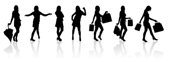 Vector silhouettes girls