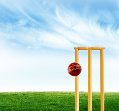 Cricket stumps and cricket ball