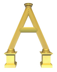 3d rendered illustration of a gold column A shaped