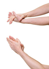 hands of two persons giving applause