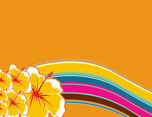 hawaii summer background poster with hibiscus flowers illustration in vector format