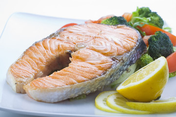 fresh salmon cooked with salad