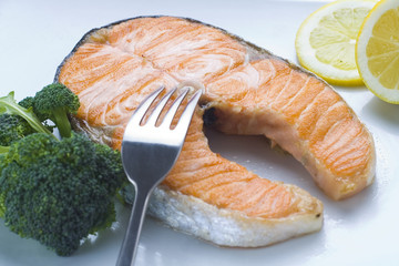 fresh salmon cooked with salad