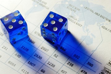 dices on financial chart