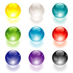 Set of translucent crystal ball, vector layered.