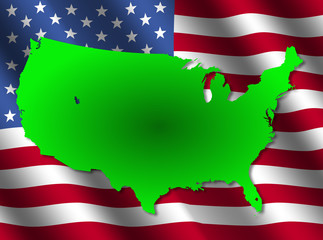 USA map on flag