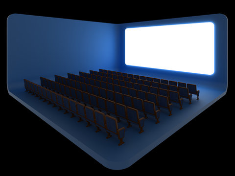 Cinema. Night version. Hi-res 3d rendering.