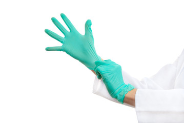 Hands in surgical gloves