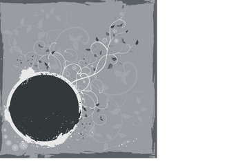 Grunge gray floral frame