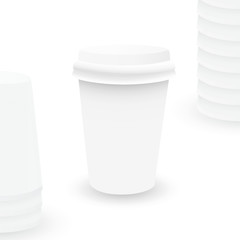 white plastic cup - vector