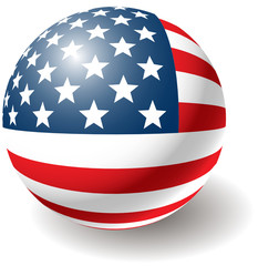 USA flag texture on ball. Design element. Vector illustration.