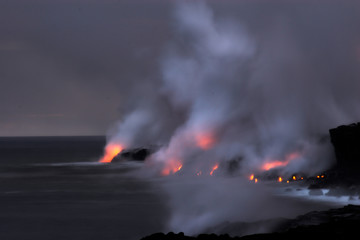 Lava flowing into the ocean
