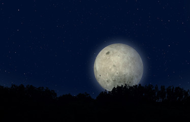 Fototapeta na wymiar moon landscape on blue sky-star - digital artwork
