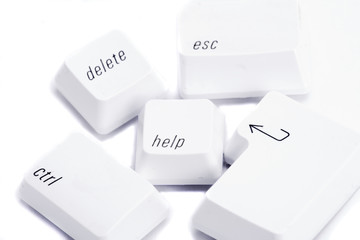 Various important computer command keys on white
