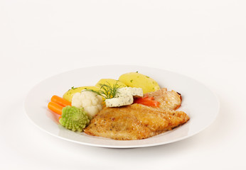 Gebratenes Kabeljaufilet mit Kartoffeln