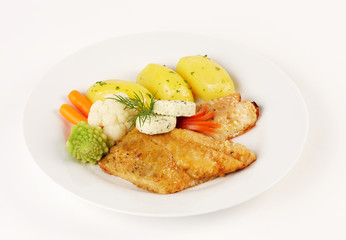 Gebratenes Kabeljaufilet mit Kartoffeln