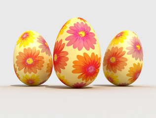 isolated floral easter eggs